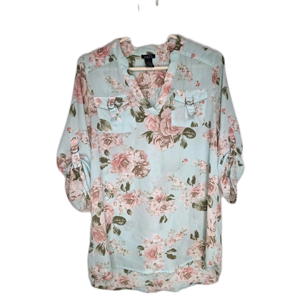 Rue21 Floral Blouse EUC Size S Boho Cottagecore Chiffon Top 🌸